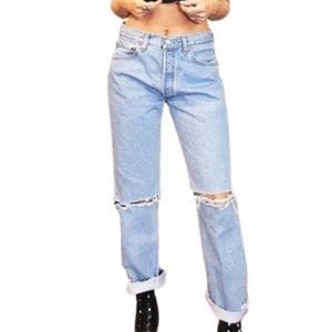 Levi's 501 Light Wash Button Fly Distressed Denim Jeans Size 32 x 32